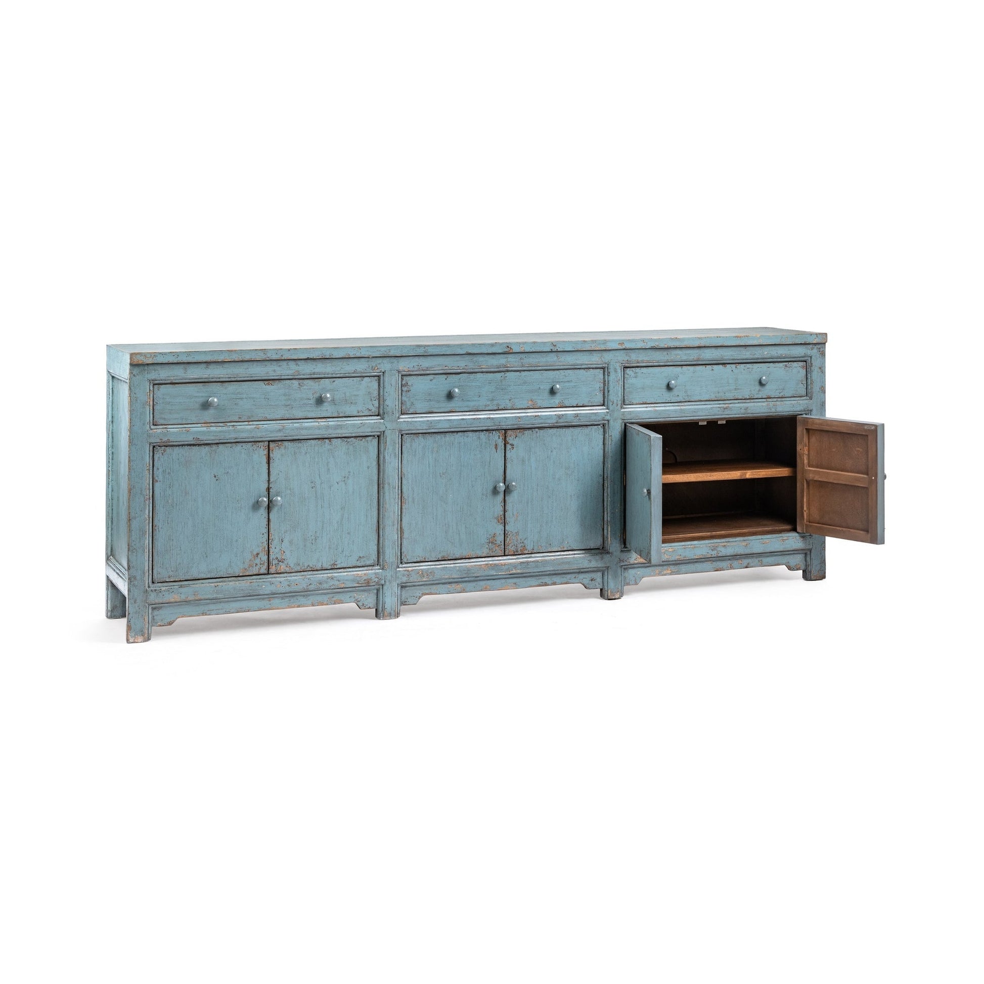 Harbor Blue Reclaimed Pine Buffets & Cabinet Winford Three-Drawer Six-Door Cabinet Collection