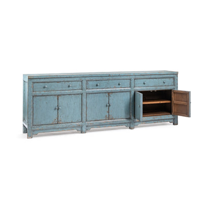 Harbor Blue Reclaimed Pine Buffets & Cabinet Winford Three-Drawer Six-Door Cabinet Collection