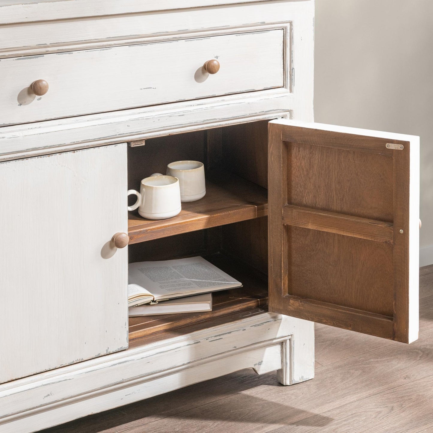 Coastal Cream Reclaimed Pine Buffets & Cabinet Winford Three-Drawer Six-Door Cabinet Collection