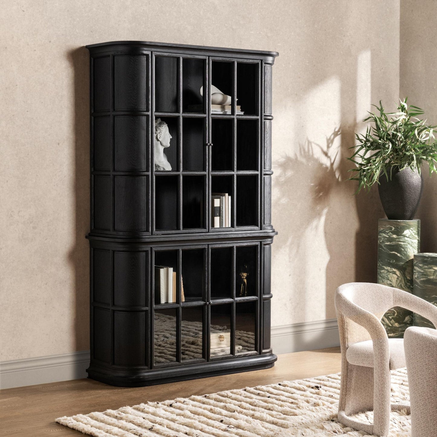 Loft Black Elm Wood Buffets & Cabinet Carson Display Cabinet Collection