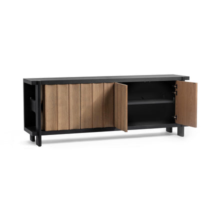 Shoreline Noir Elm Wood Buffets & Cabinet Ellison Four-Door Cabinet Collection