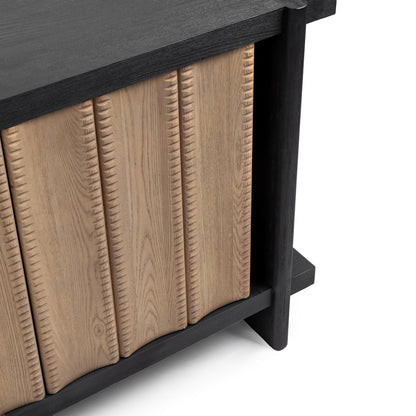 Shoreline Noir Elm Wood Buffets & Cabinet Ellison Four-Door Cabinet Collection