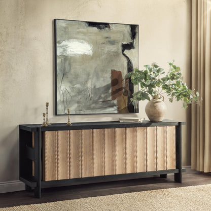 Shoreline Noir Elm Wood Buffets & Cabinet Ellison Four-Door Cabinet Collection