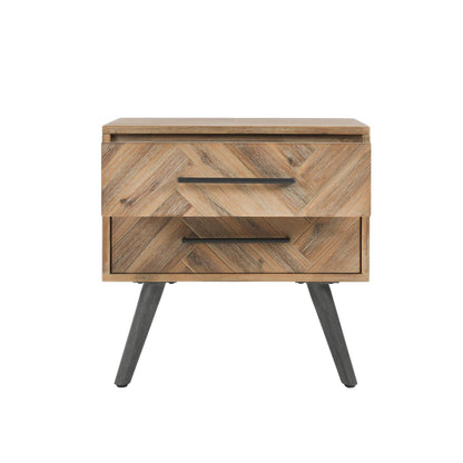Multi Natural Acacia Wood Nightstand Dexter Two-Drawer Nightstand Collection