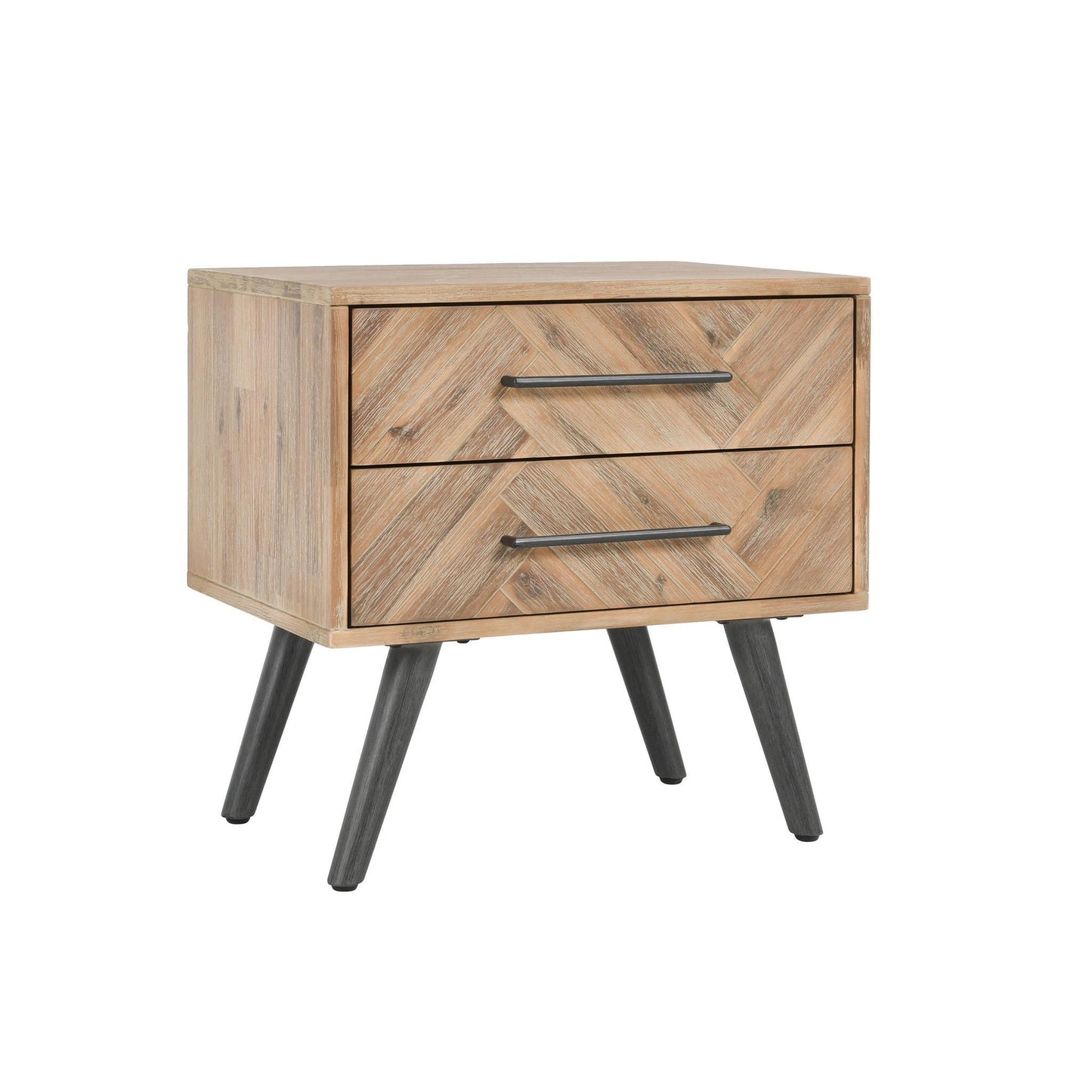 Multi Natural Acacia Wood Nightstand Dexter Two-Drawer Nightstand Collection