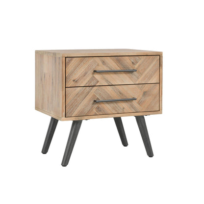Multi Natural Acacia Wood Nightstand Dexter Two-Drawer Nightstand Collection