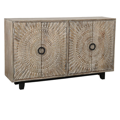 Distressed Taupe Mango Wood Buffets & Cabinet Vivienne Four-Door Cabinet Collection