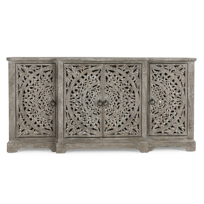 Vintage Gray Mango Wood Buffets & Cabinet Harmony Four-Door Cabinet Collection
