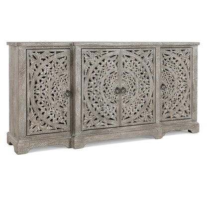 Vintage Gray Mango Wood Buffets & Cabinet Harmony Four-Door Cabinet Collection