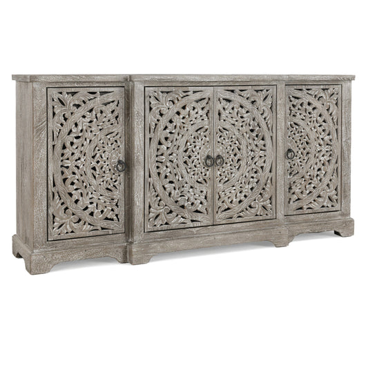Vintage Gray Mango Wood Buffets & Cabinet Harmony Four-Door Cabinet Collection