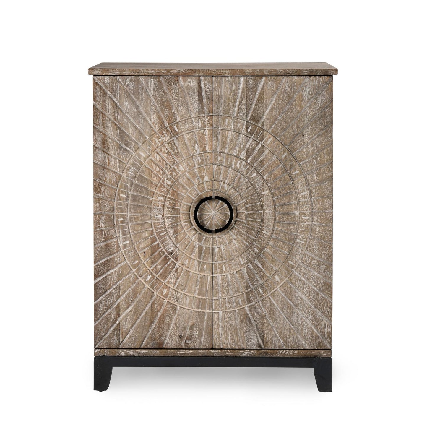 Distressed Taupe Mango Wood Bar & Wine Storage Vivienne Bar Cabinet Collection