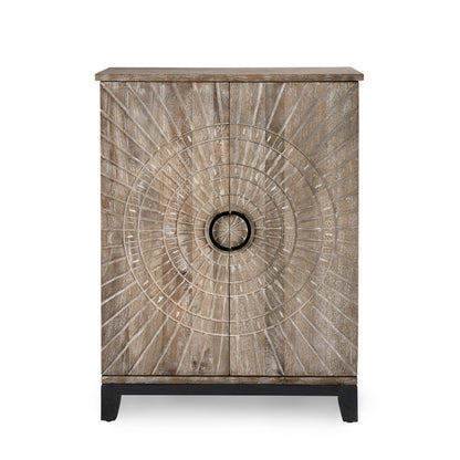 Distressed Taupe Mango Wood Bar & Wine Storage Vivienne Bar Cabinet Collection