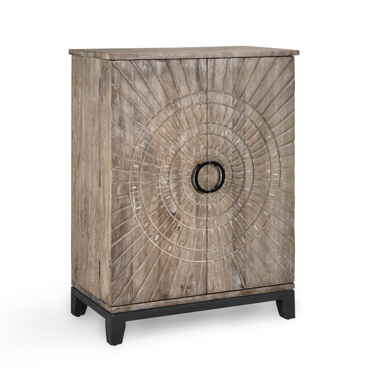 Distressed Taupe Mango Wood Bar & Wine Storage Vivienne Bar Cabinet Collection