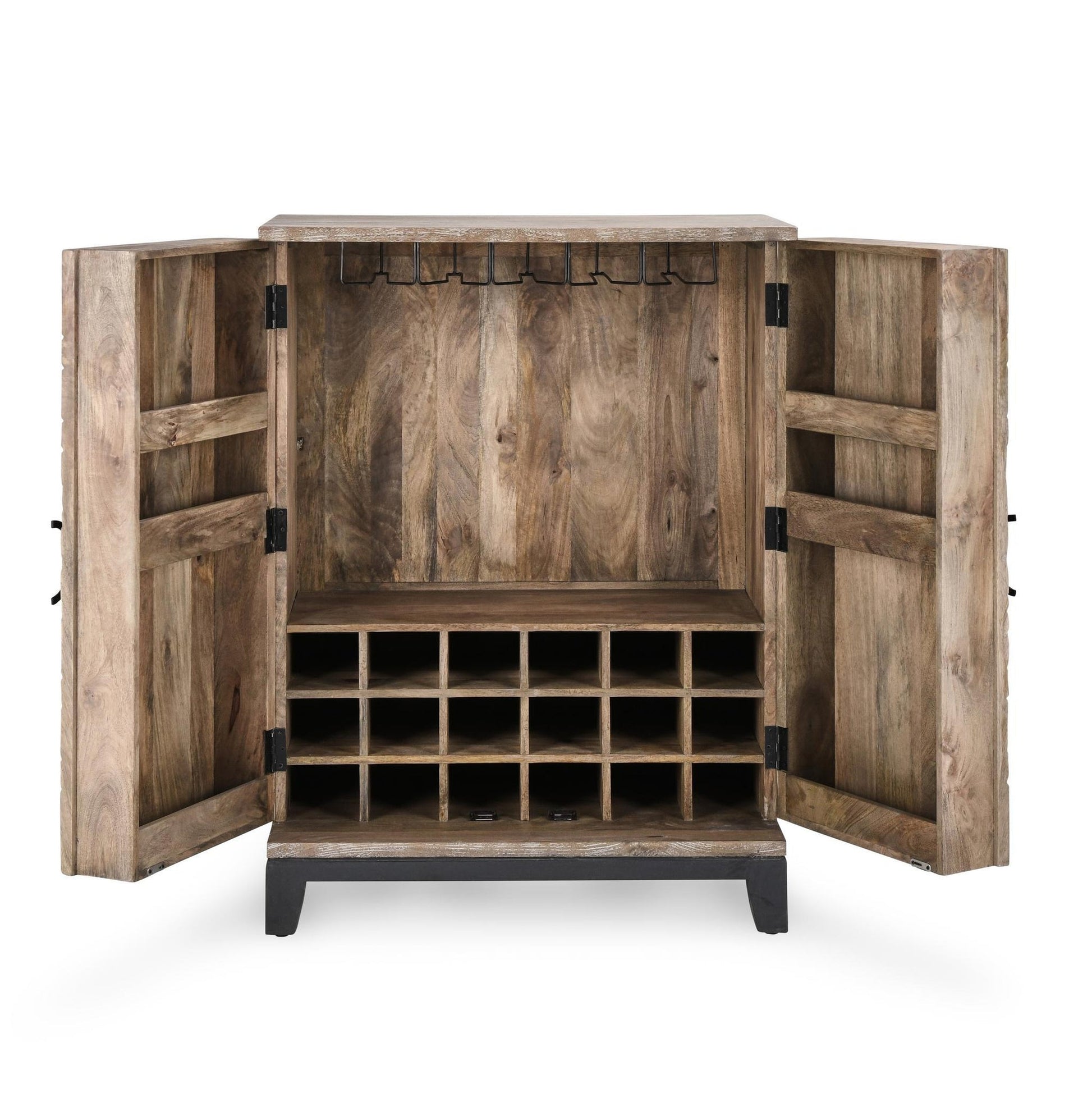 Distressed Taupe Mango Wood Bar & Wine Storage Vivienne Bar Cabinet Collection
