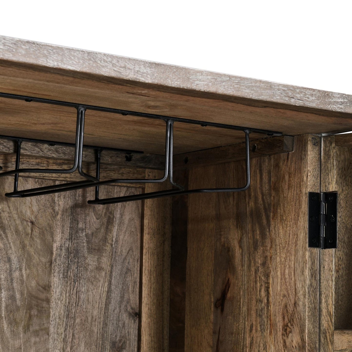Distressed Taupe Mango Wood Bar & Wine Storage Vivienne Bar Cabinet Collection