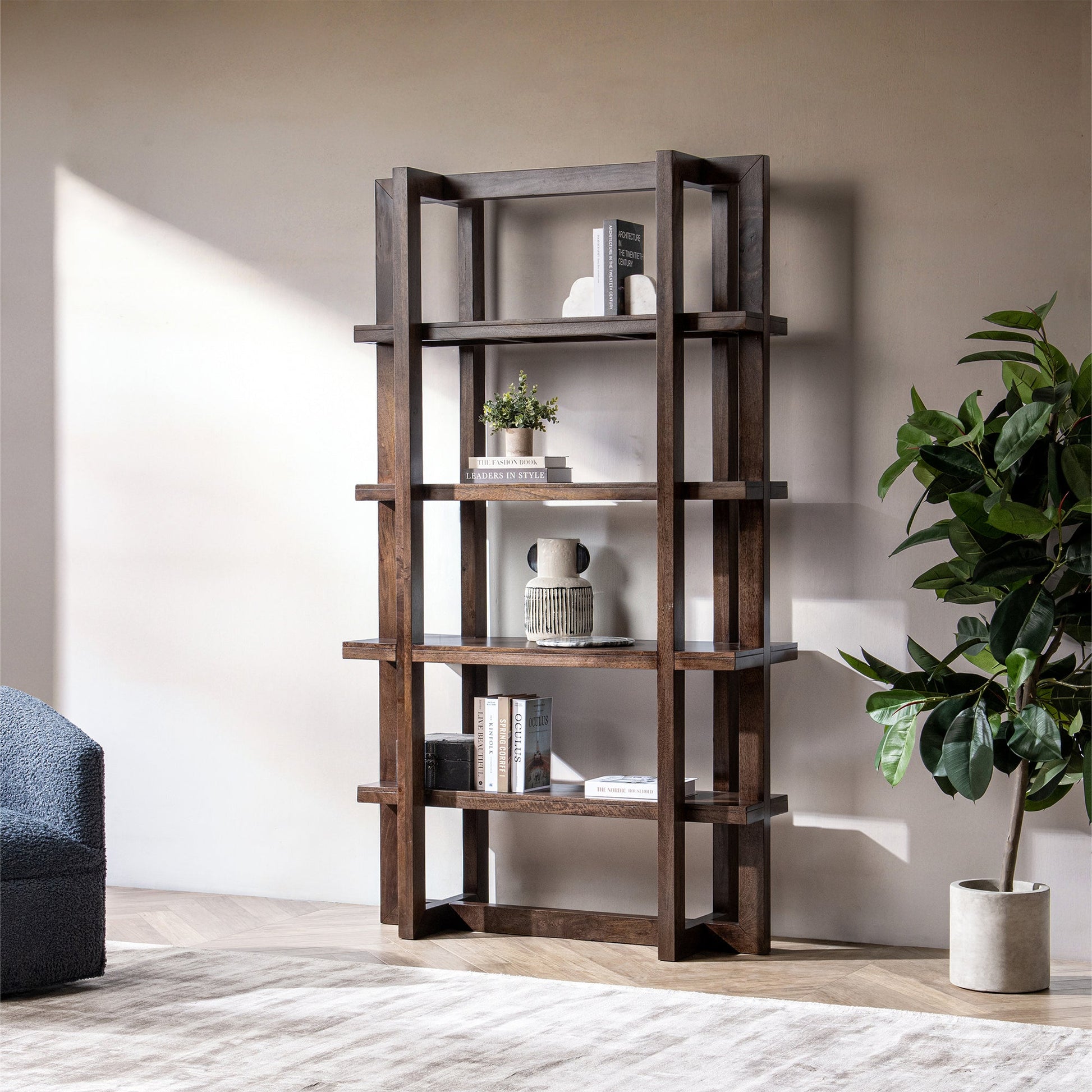 Bark Brown Mango Wood Bookcase Sydney Bookcase Collection