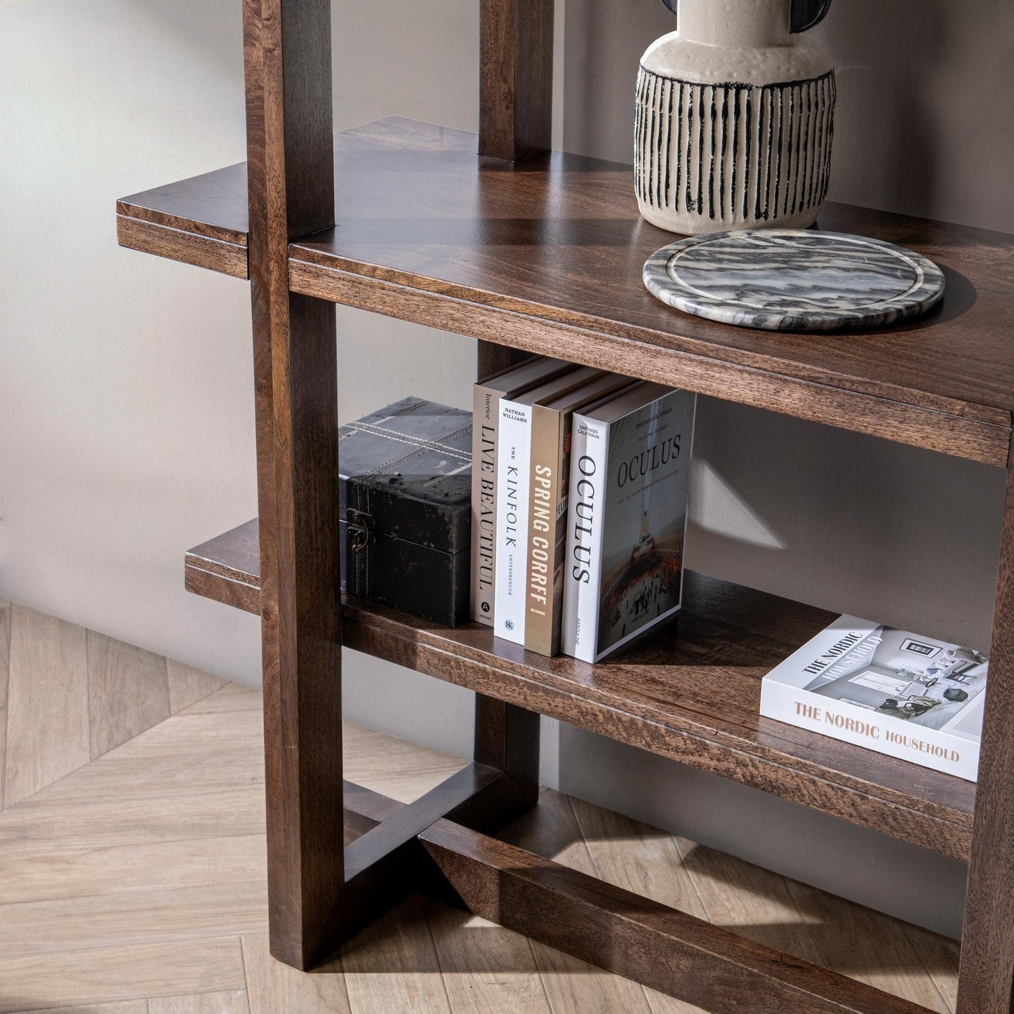 Bark Brown Mango Wood Bookcase Sydney Bookcase Collection