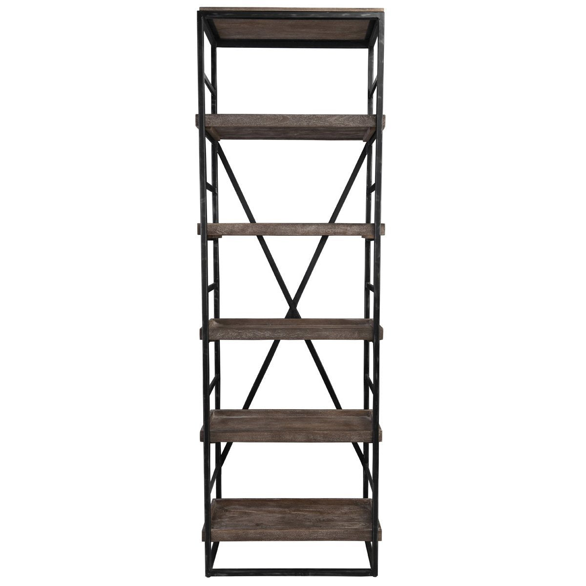 Olive Brown Mango Wood Bookcase Evan Bookshelf Collection