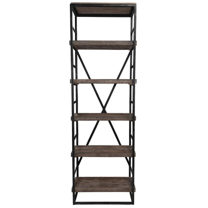 Olive Brown Mango Wood Bookcase Evan Bookshelf Collection