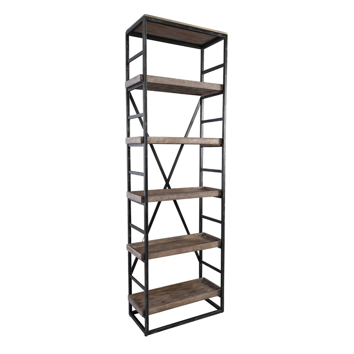 Olive Brown Mango Wood Bookcase Evan Bookshelf Collection