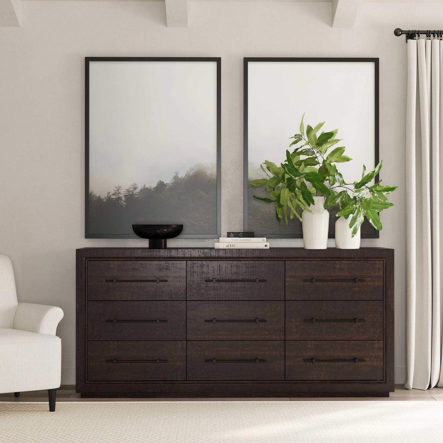 Espresso Mango Wood Dresser Magdalena Nine-Drawer Dresser Collection