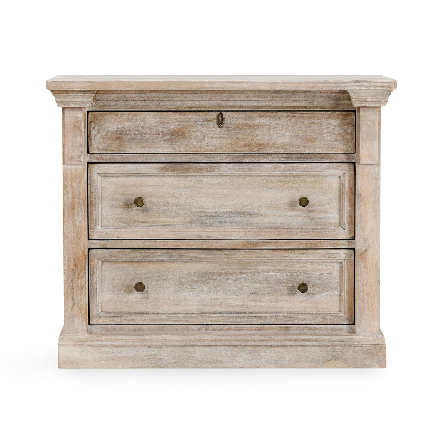 Natural Cream Wash Mango Wood Nightstand Adelaide Three-Drawer Nightstand Collection
