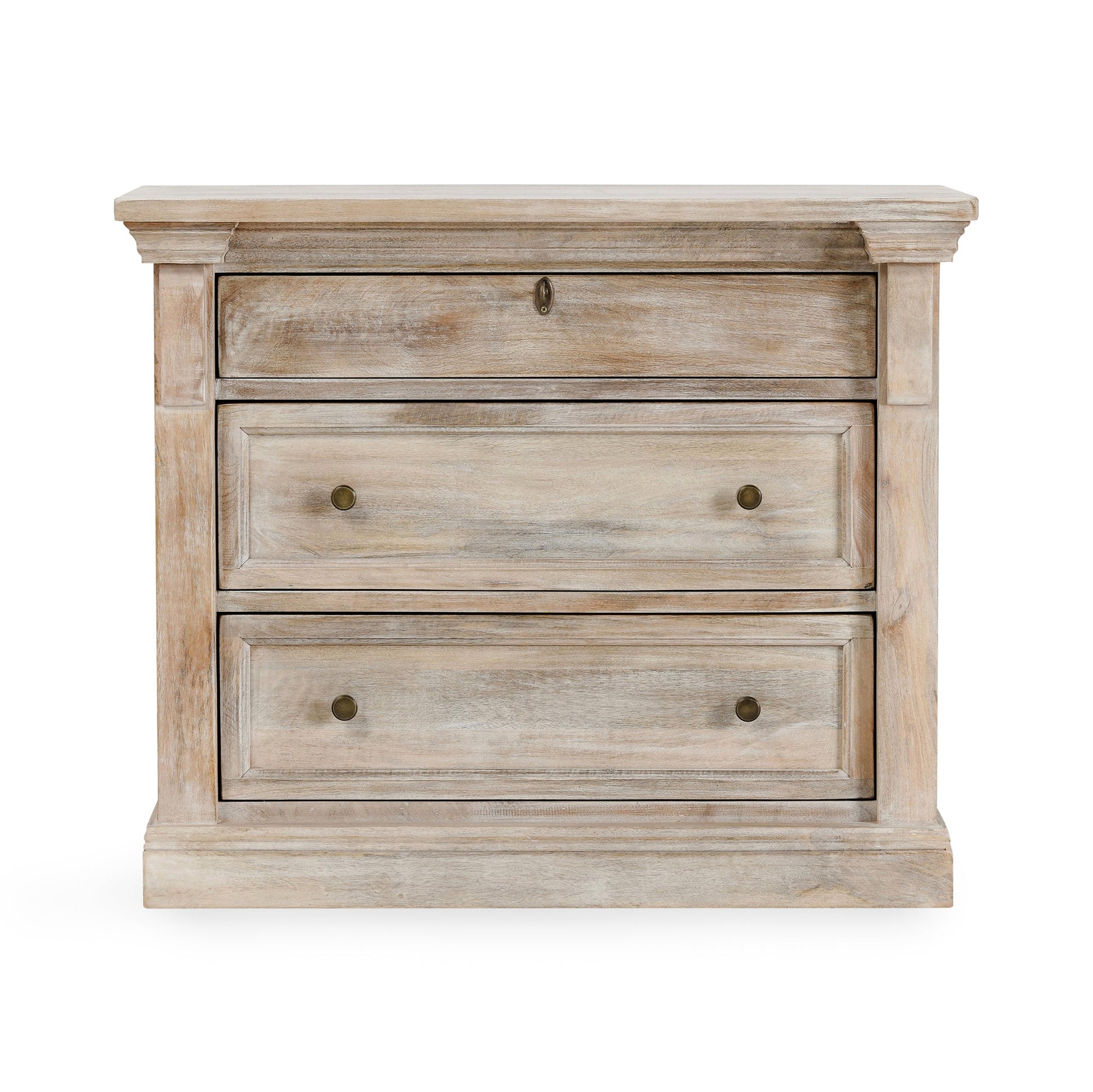 Natural Cream Wash Mango Wood Nightstand Adelaide Three-Drawer Nightstand Collection