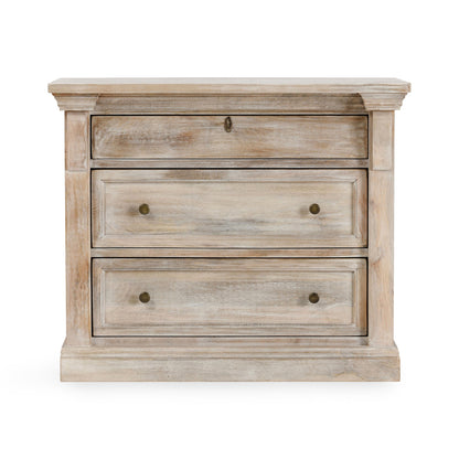 Natural Cream Wash Mango Wood Nightstand Adelaide Three-Drawer Nightstand Collection