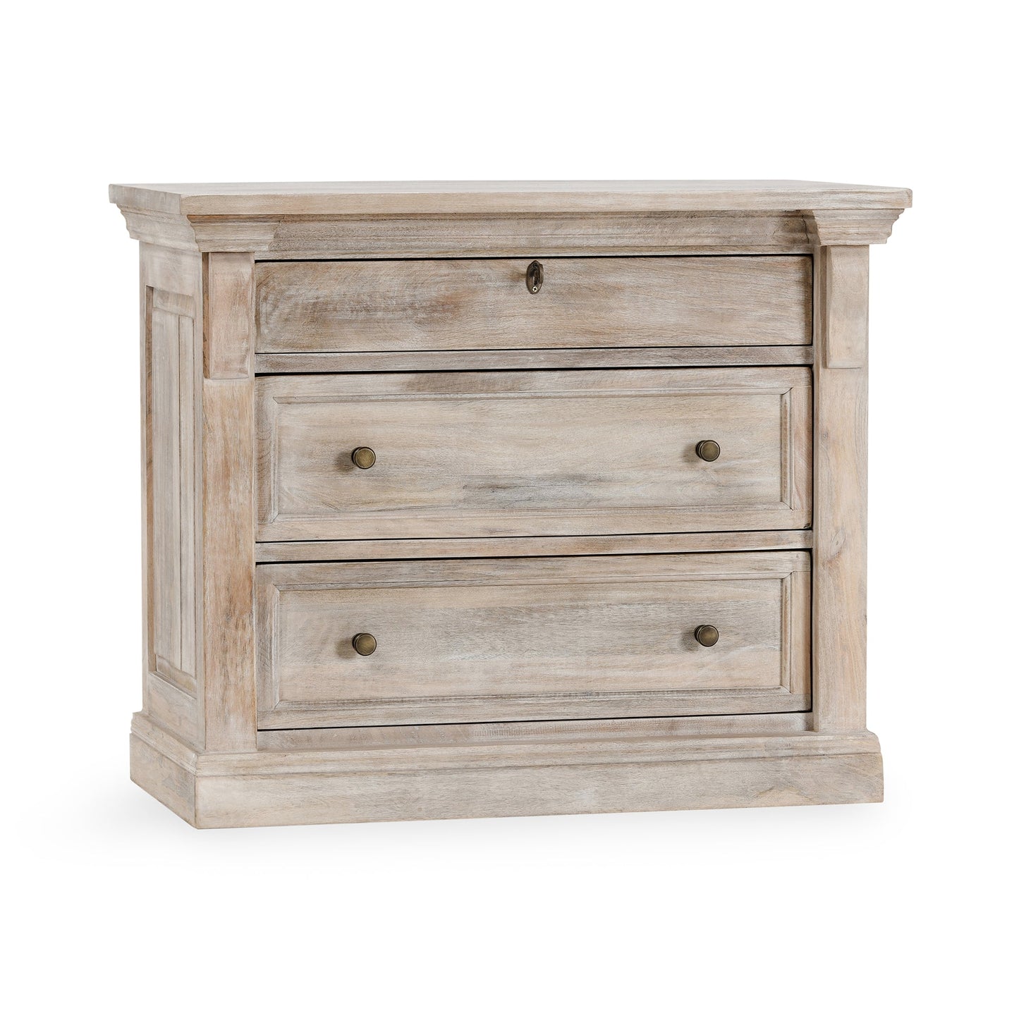Natural Cream Wash Mango Wood Nightstand Adelaide Three-Drawer Nightstand Collection