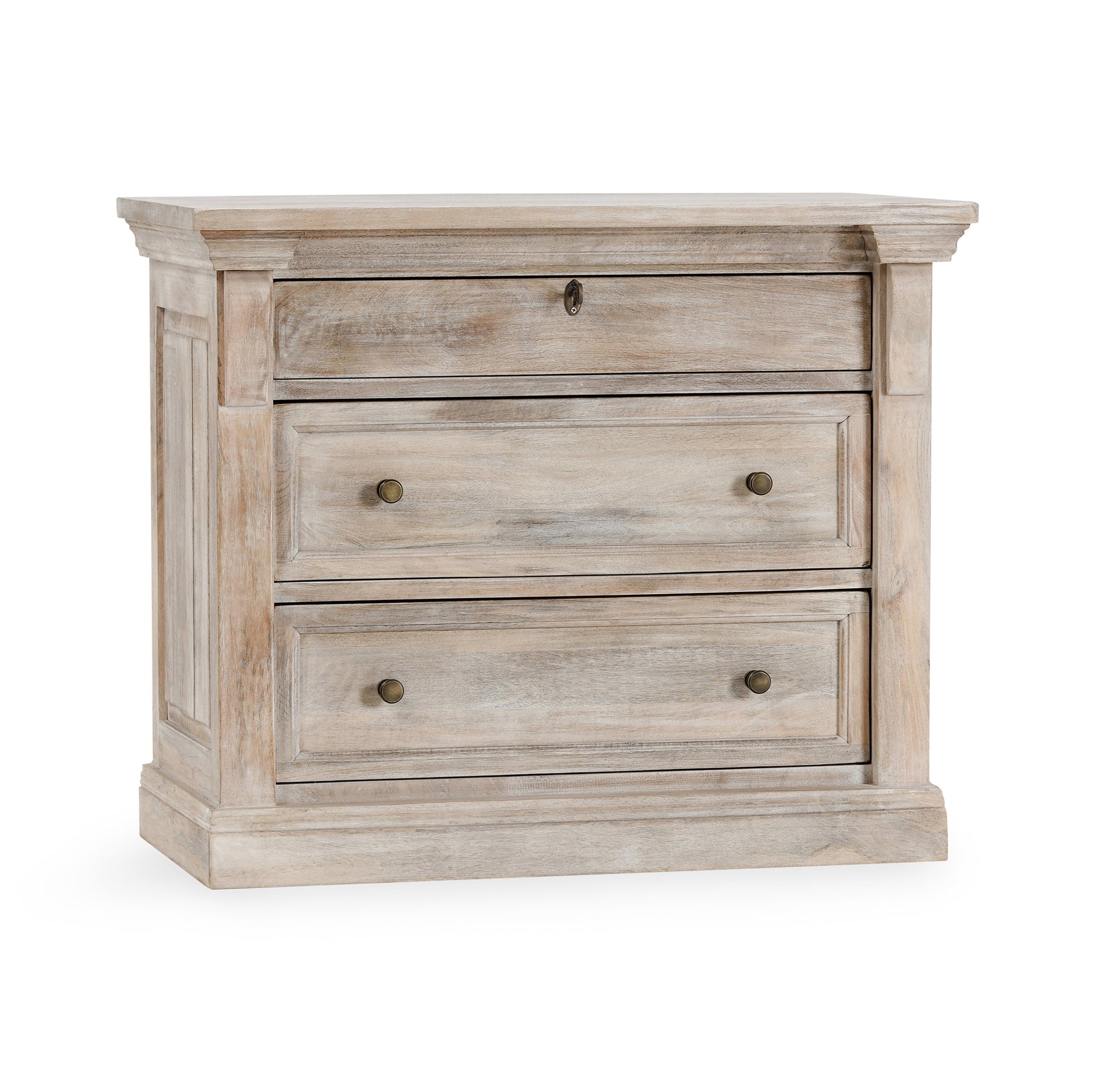 Natural Cream Wash Mango Wood Nightstand Adelaide Three-Drawer Nightstand Collection