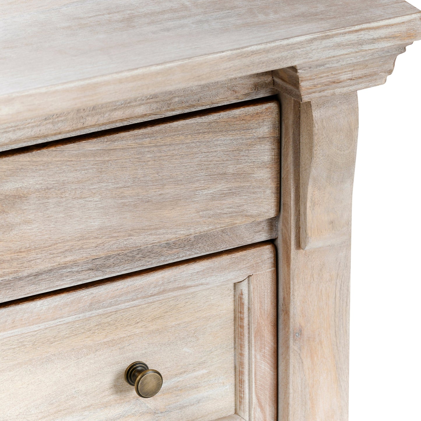 Natural Cream Wash Mango Wood Nightstand Adelaide Three-Drawer Nightstand Collection