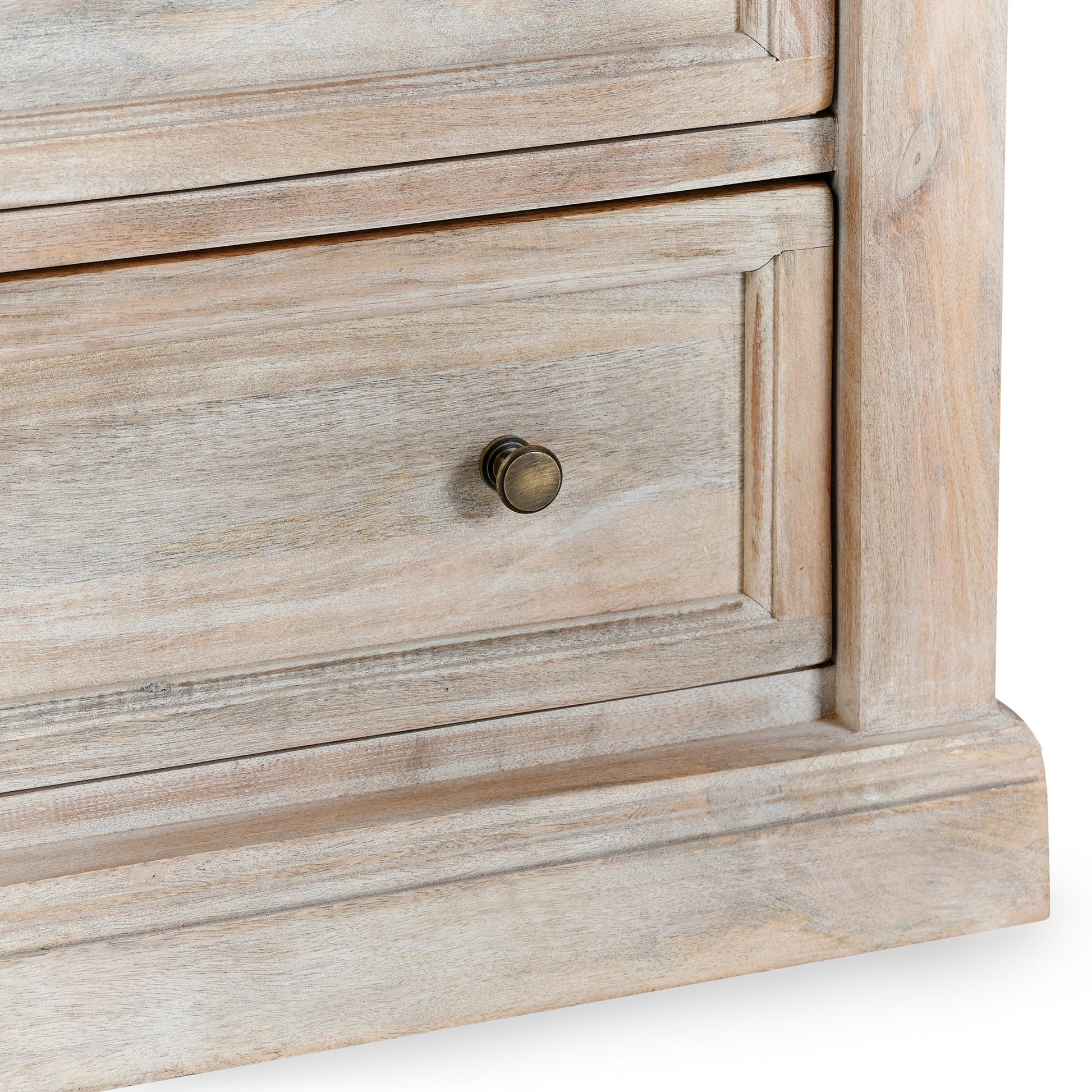 Natural Cream Wash Mango Wood Nightstand Adelaide Three-Drawer Nightstand Collection