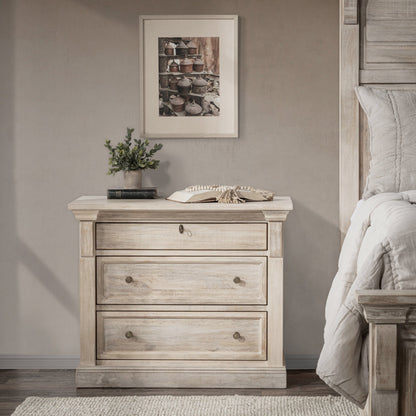 Natural Cream Wash Mango Wood Nightstand Adelaide Three-Drawer Nightstand Collection