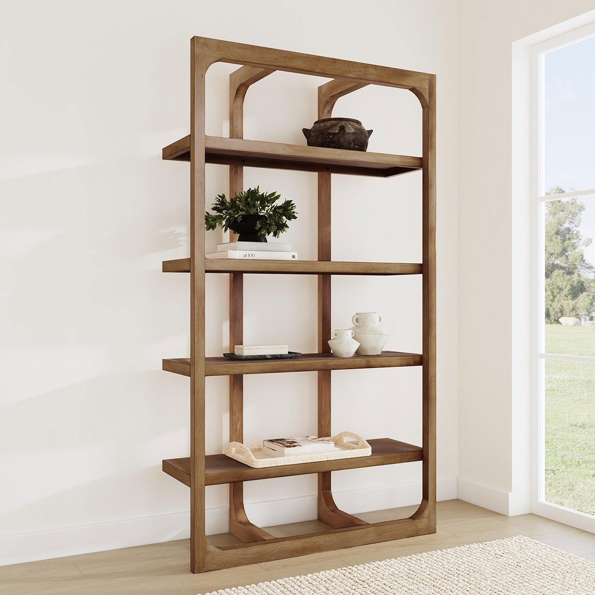 Natural Acacia Wood Bookcase Gordon Bookcase Collection