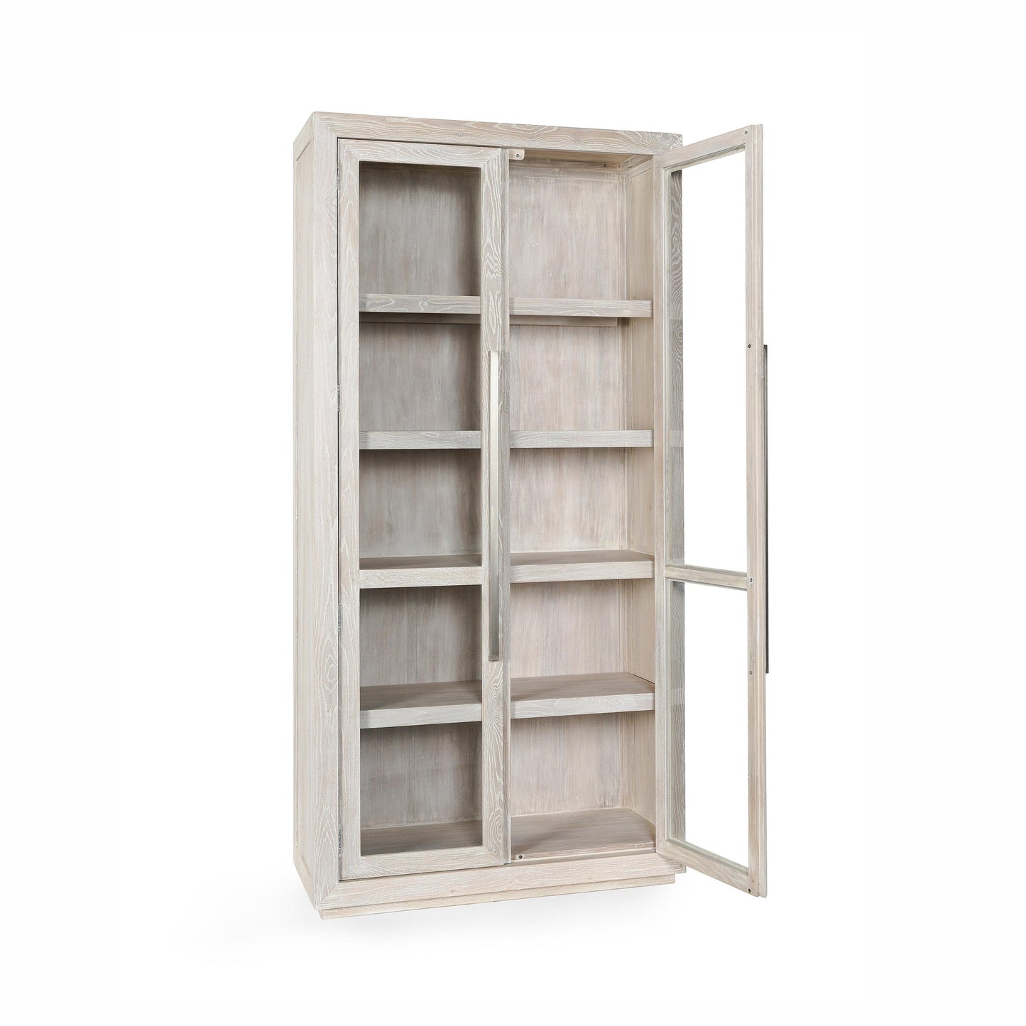 Coastal White Oak Wood Display Cabinet Bradley Display Cabinet Collection