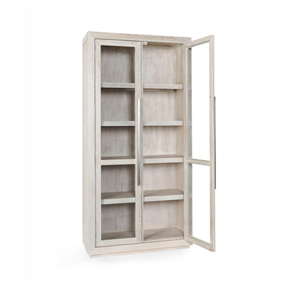 Coastal White Oak Wood Display Cabinet Bradley Display Cabinet Collection