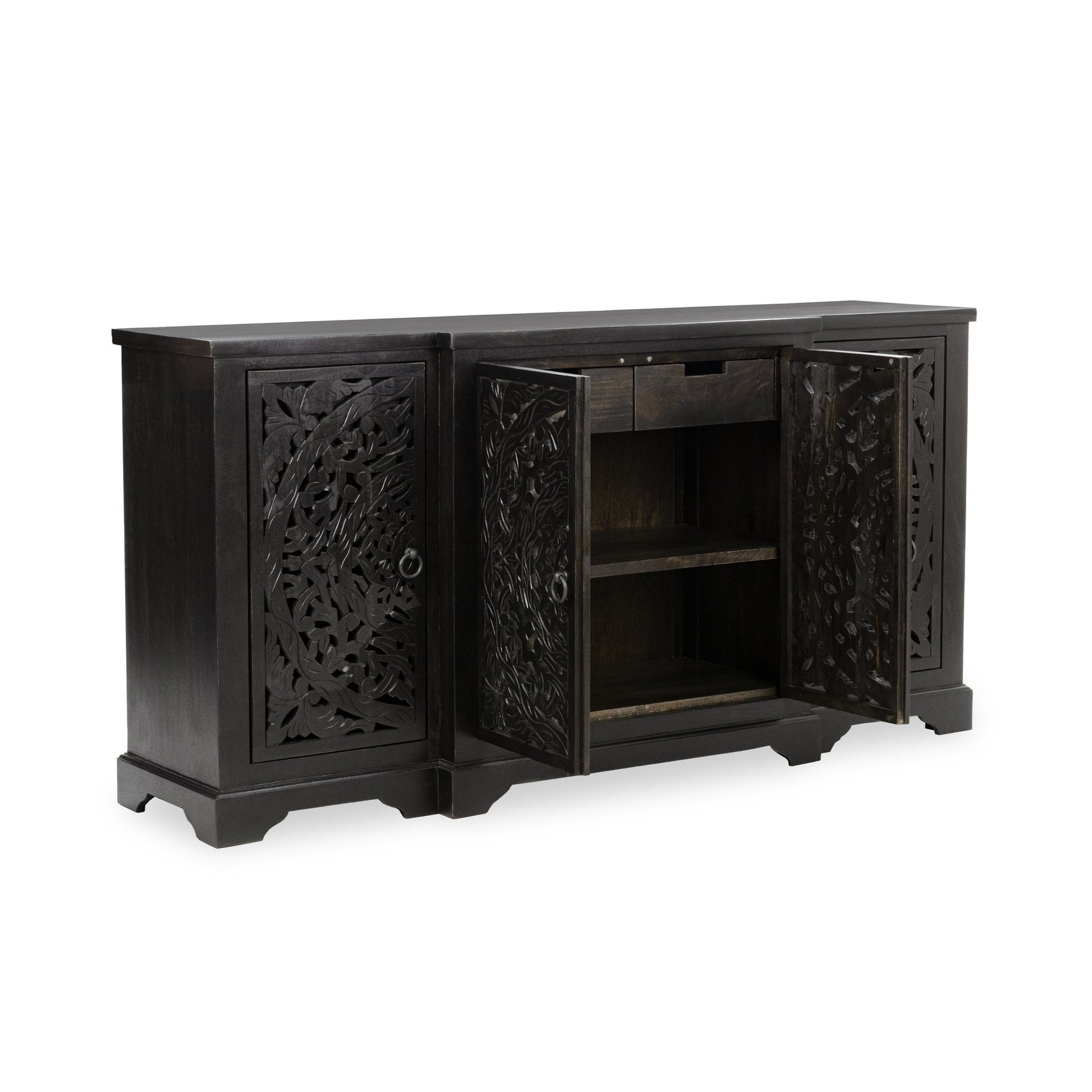 Harvest Walnut Mango Wood Buffets & Cabinet Harmony Four-Door Cabinet Collection