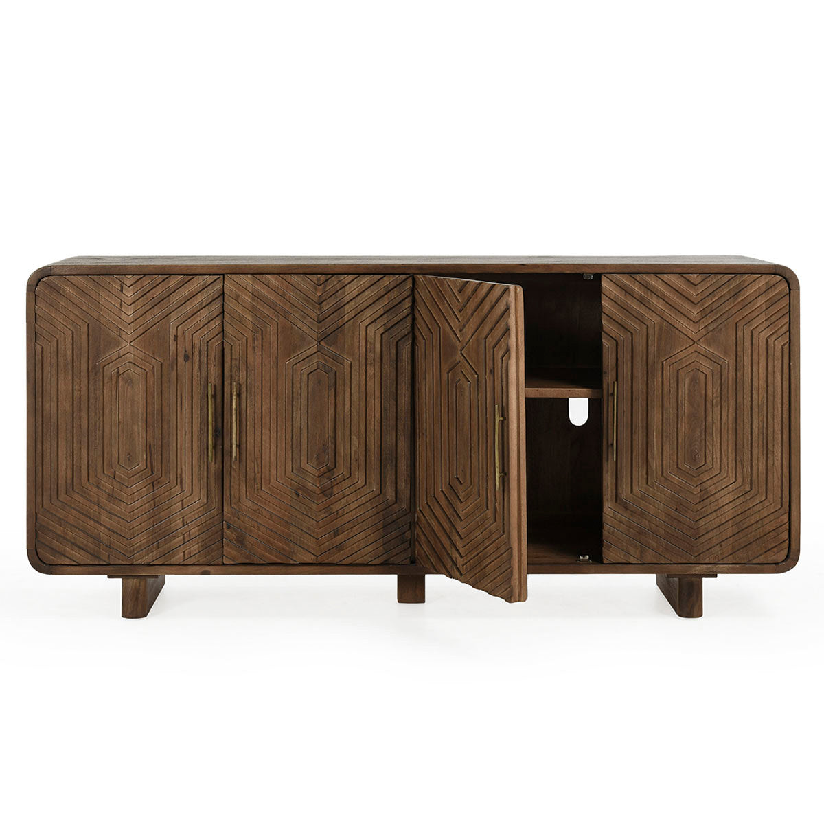 Artisan Brown Mango Wood Buffets & Cabinet Holmes Four-Door Buffet Collection