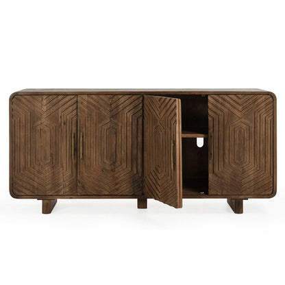 Artisan Brown Mango Wood Buffets & Cabinet Holmes Four-Door Buffet Collection