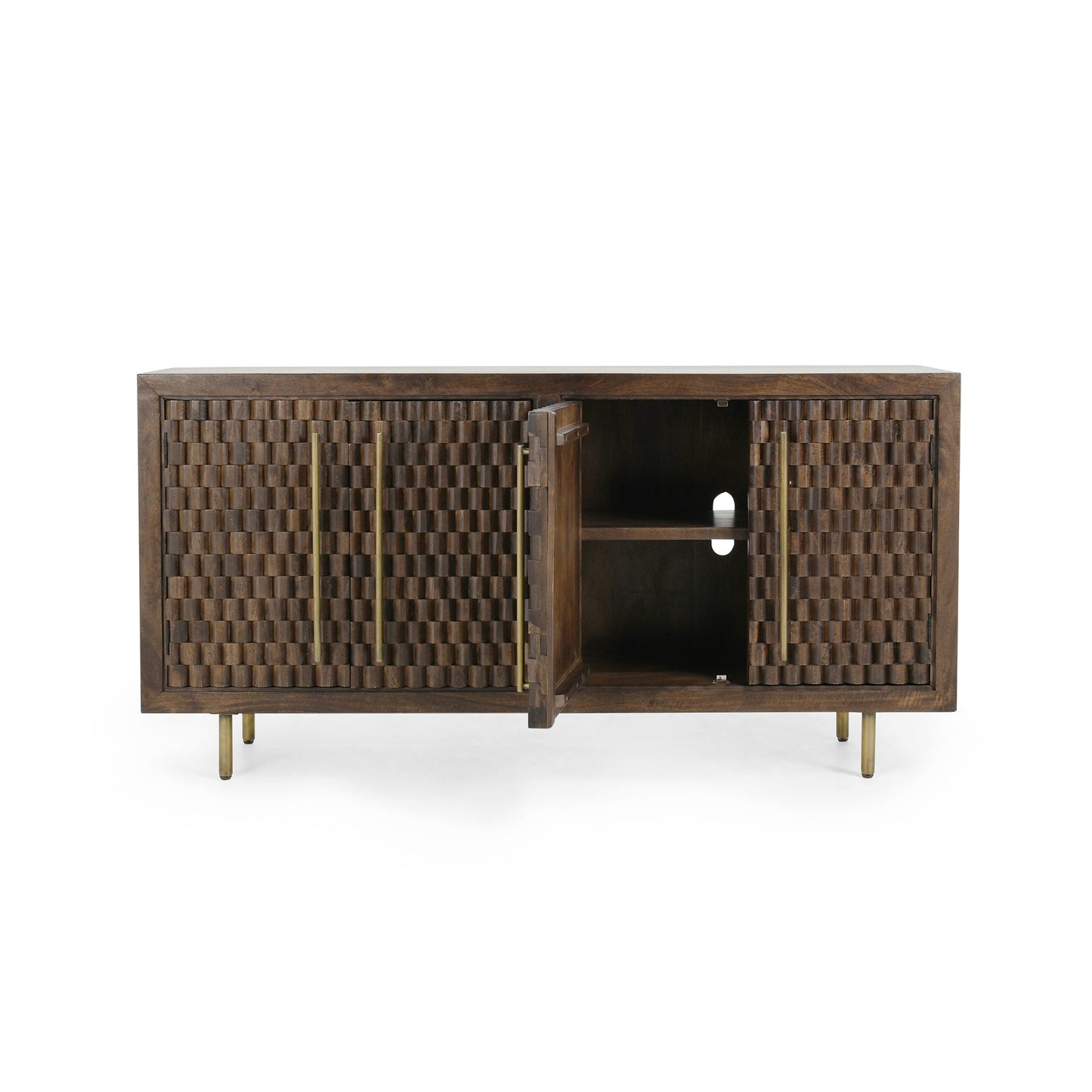 Bark Brown Mango Wood Buffets & Cabinet Norwood Four-Door Buffet Collection