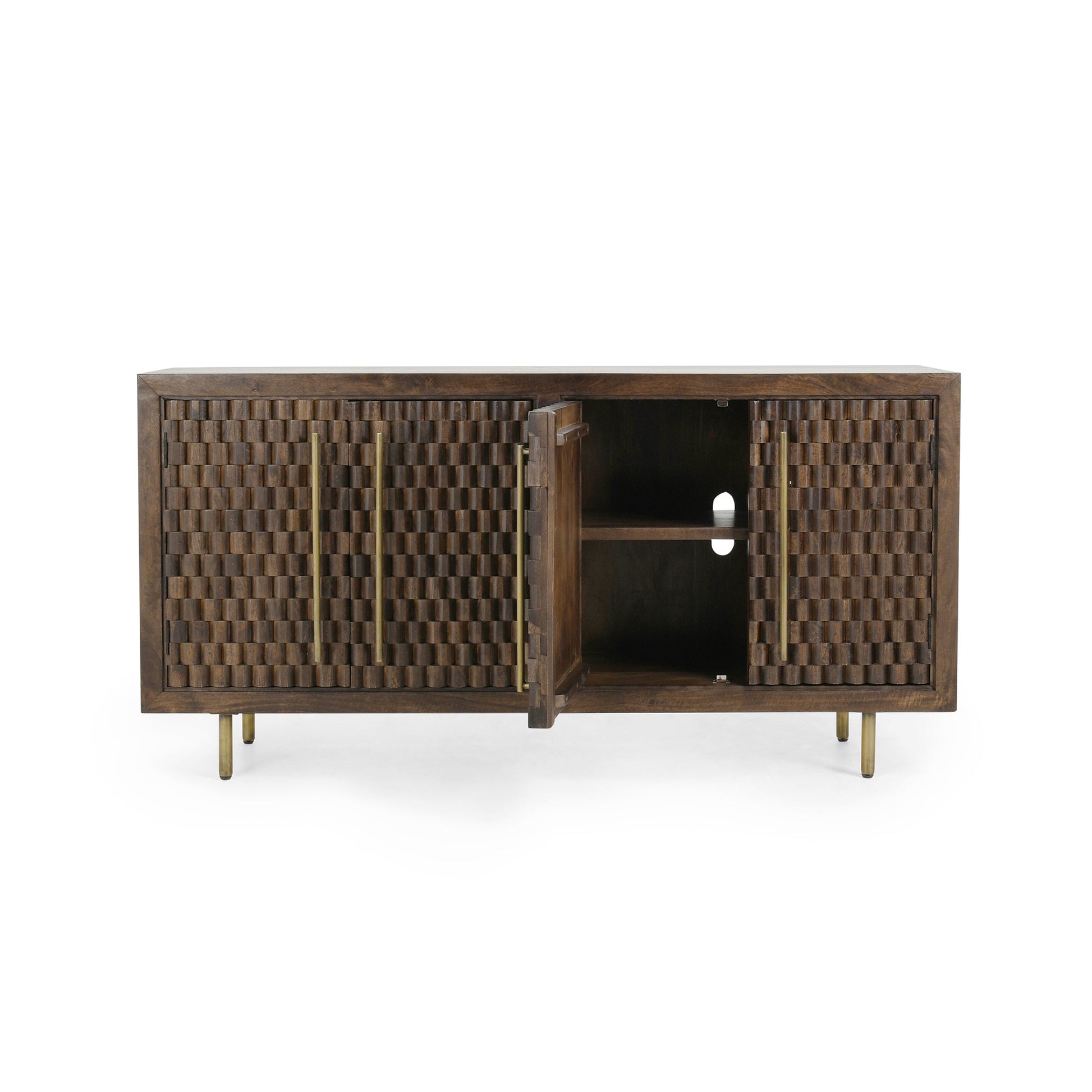 Bark Brown Mango Wood Buffets & Cabinet Norwood Four-Door Buffet Collection