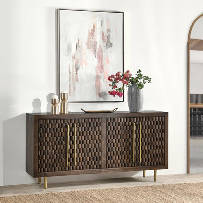 Bark Brown Mango Wood Buffets & Cabinet Norwood Four-Door Buffet Collection