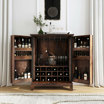 Bark Brown Mango Wood Bar & Wine Storage Vivienne Bar Cabinet Collection