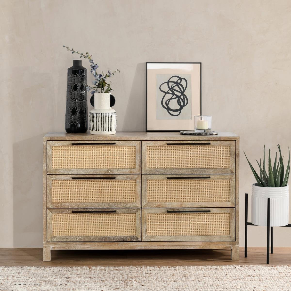 Meadow Taupe Mango Wood Dresser Jensen Six-Drawer Dresser Collection