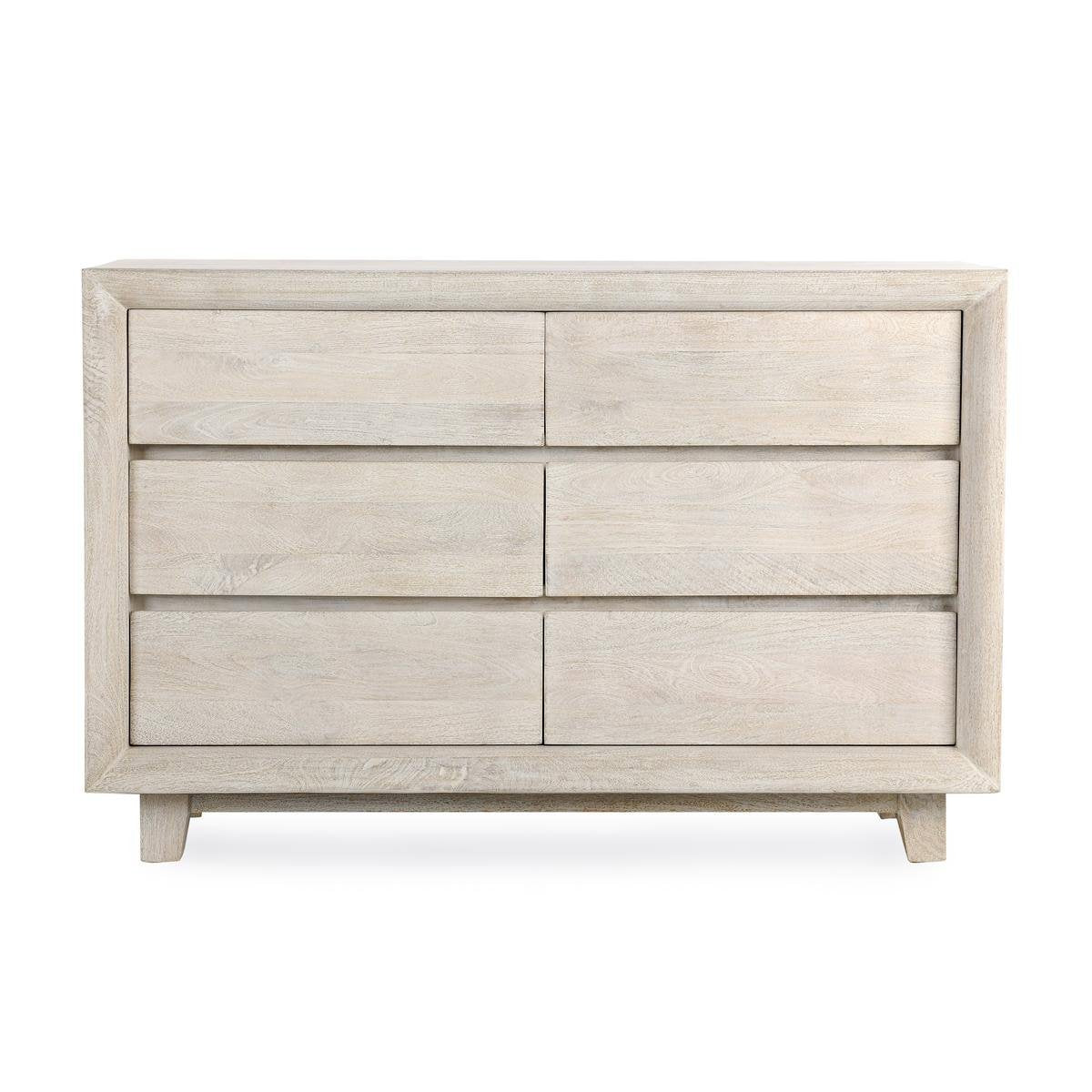 Seashell White Mango Wood Dresser Reece Six-Drawer Dresser Collection