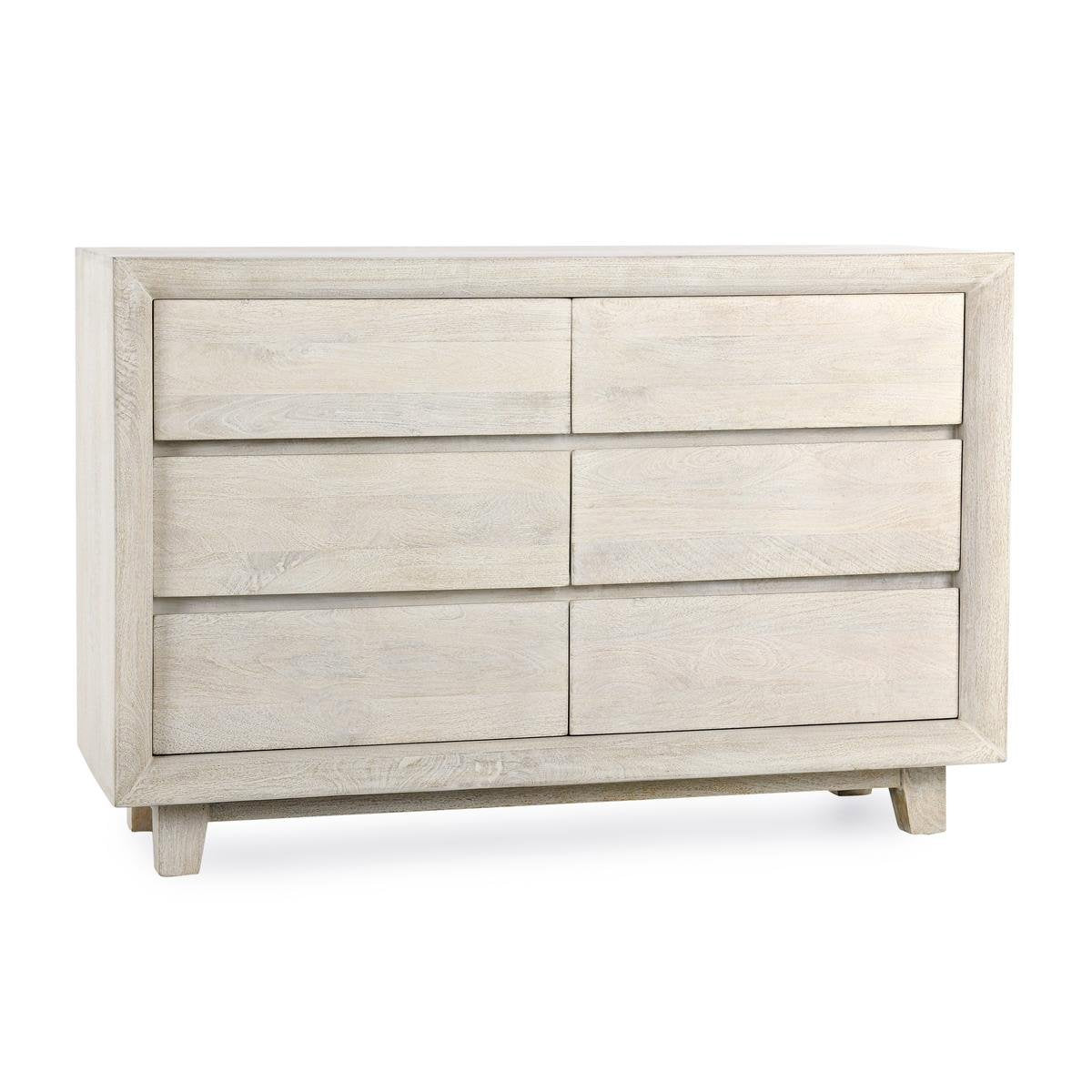 Seashell White Mango Wood Dresser Reece Six-Drawer Dresser Collection