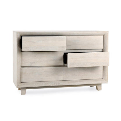 Seashell White Mango Wood Dresser Reece Six-Drawer Dresser Collection