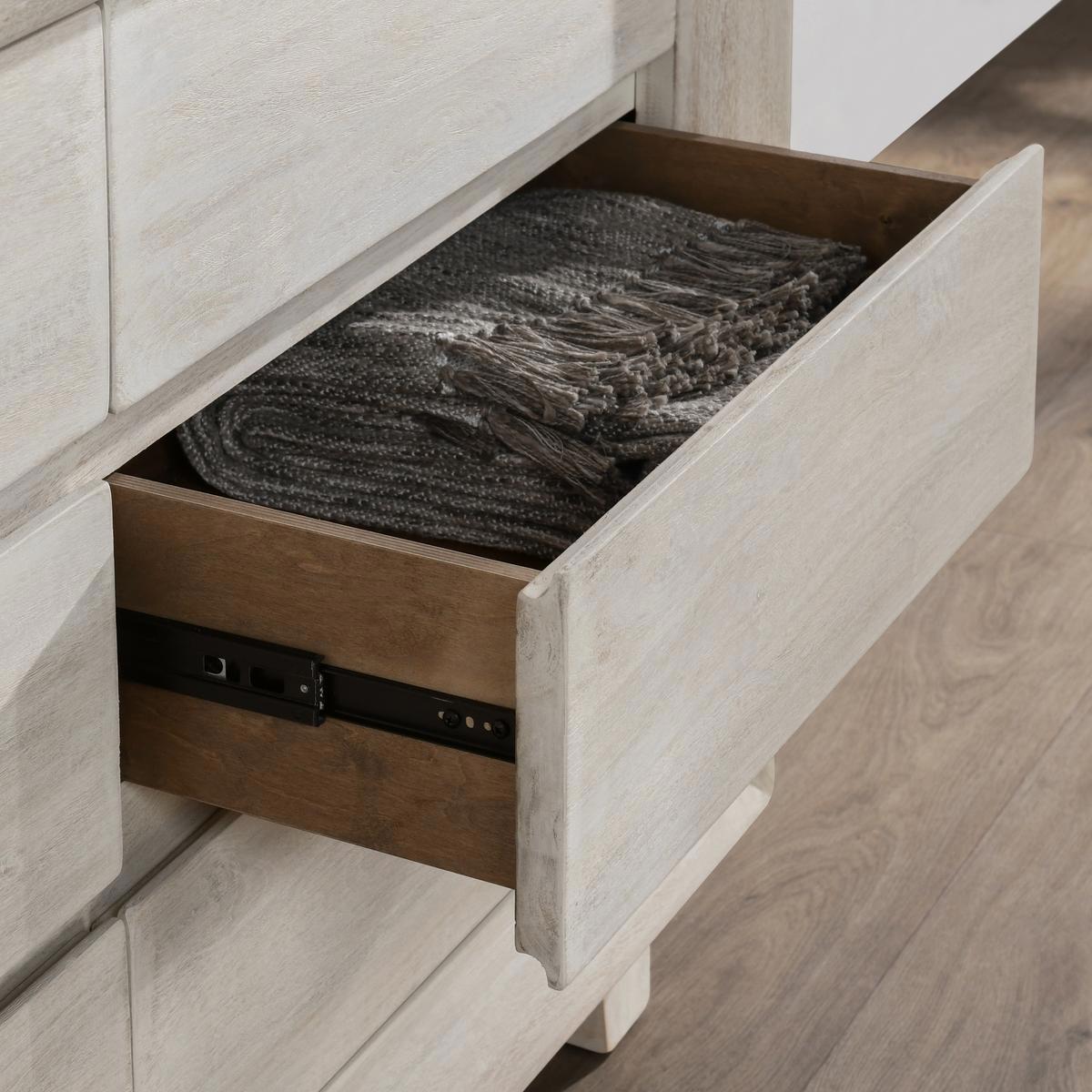 Seashell White Mango Wood Dresser Reece Six-Drawer Dresser Collection