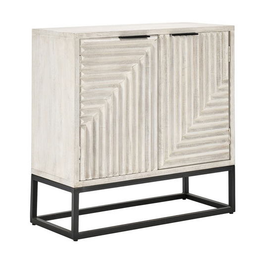 Coastal White Mango Wood Buffets & Cabinet Flint Two-Door Cabinet Collection