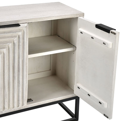 Coastal White Mango Wood Buffets & Cabinet Flint Two-Door Cabinet Collection